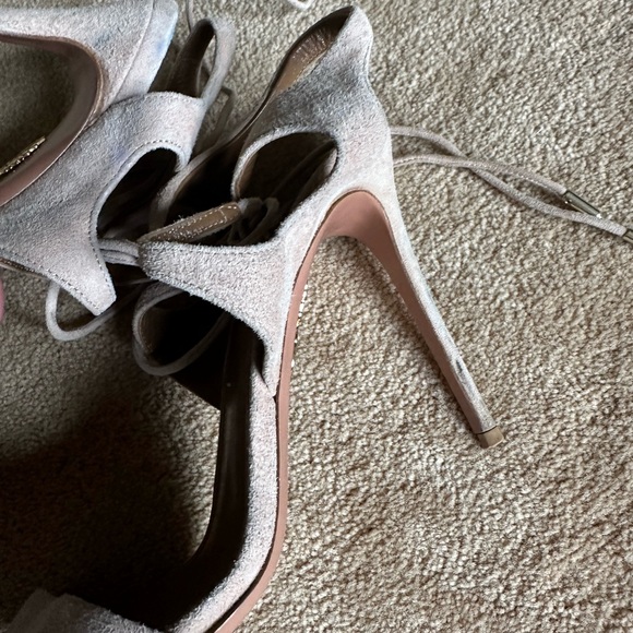 Aquazzura pink suede ankle wrap sandals sz 40 - Picture 3 of 6